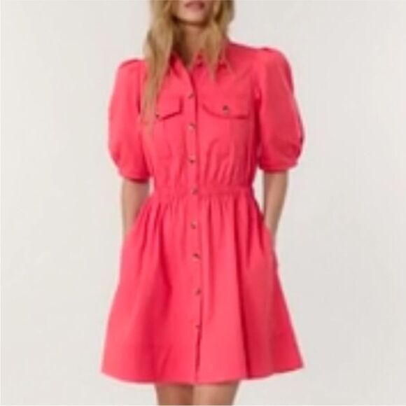 BA&SH | Coral Lincoln Short Sleeve Button-Up Mini Dress Women’s Size X-Small - Picture 1 of 13